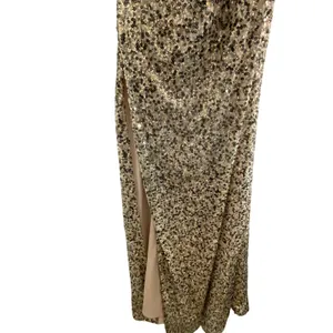 La Femme Gold & Black Sequine Strapless high slit dress NWT size 00‎ thumbnail 3
