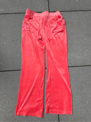 Juicy Couture Velour Wide Leg Pants Coral Pink Y2K Women’s L Crown Logo thumbnail 7