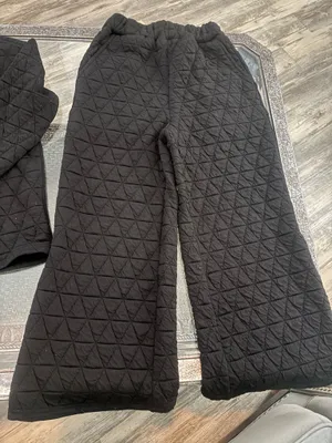 Quilted long sleeve sweater & matching bottom set Black Color thumbnail 2