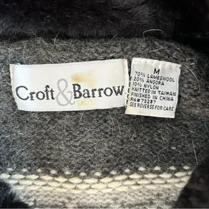 Women’s Vintage Lambswool Angora Blend Fairisle Cardigan Sweater Faux Fur Collar thumbnail 6