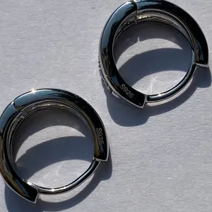 💎🩶 NEW S925 925 Sterling Silver Clear Crystal Double Tiered Huggie Hoop Earrings 🩶💎 thumbnail 4
