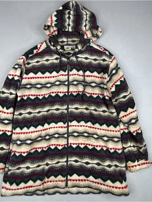 Vintage American Eagle Fleece Hoodie M Southwestern Fair Isle Y2K Full Zip thumbnail 1