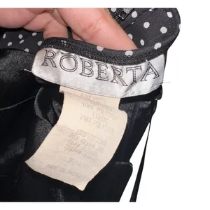 Roberta Mini Dress Womens Sz 3/4 Black Polka Dots Satin Y2K Halter Neck Back Zip thumbnail 3