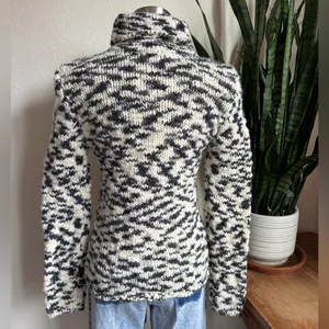 Vintage Y2K Wool Turtleneck Sweater Black White Knit Y2K Teacher small Gap‎ thumbnail 5