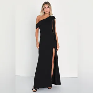 LULU’S Stepped Out Stunning Black One-Shoulder Mermaid Maxi Dress thumbnail 4