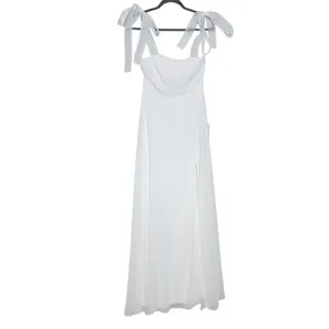 Lulus White Chiffon Tie-Sleeve Wedding Dress NWT Size Small White Formal Dress thumbnail 3