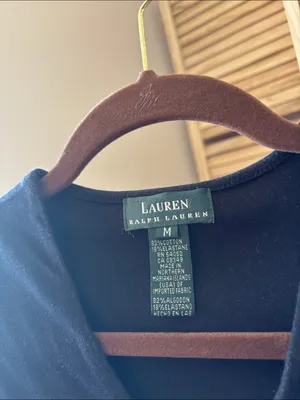 Lauren Ralph Lauren Deep Black V-Neck Top Medium thumbnail 3