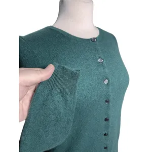 CASHMERE BY CHARTER CLUB Women’s Forest Green Button Up Cardigan thumbnail 3