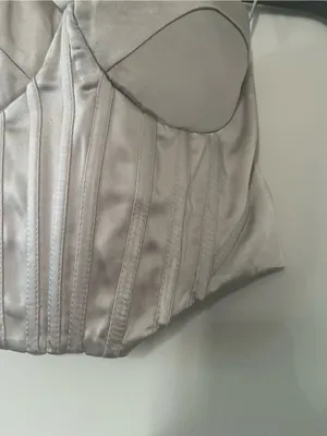 Zara Silver Satin Corset Bustier Top Medium Strapless Shapewear thumbnail 3