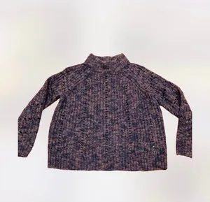 Madewell Pointelle Mock Neck Chunky Knit Sweater Purple Oversized XS Wool thumbnail 5