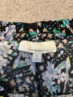 Ett:Twa by Anthropologie Black and Blue Floral High Waisted Shorts thumbnail 5