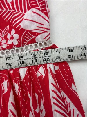 Farm Rio size small Red White Tropical Print Button-Front Maxi Dress vaca party thumbnail 6