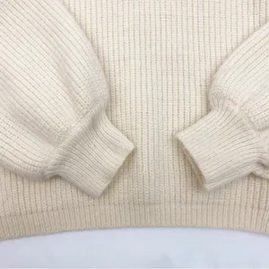 Petal + Pup Freddie Ribbed Knit Balloon Sleeve Turtleneck Sweater Ivory Cream thumbnail 9
