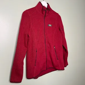 L.L. Bean Women’s Sweater Fleece Full Zip Jacket Red‎ Size Small thumbnail 3