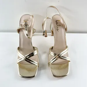 Lulus Milanii Square Toe Ankle Strap High Heel Sandals Metallic Gold 10 thumbnail 7