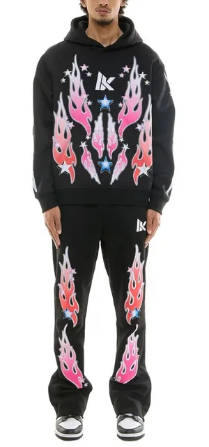 KDNK Flame Star Unusual Sweatsuit Y2K Hoodie Flare Sweatpants Matching Set thumbnail 1