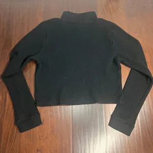 Aerie Blizzard Black Waffle Mockneck Long Sleeve T-Shirt Sz XXL thumbnail 3