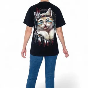 Rock Chang Unisex Cat Feather Dreamcatcher Tribal Graphic Tee thumbnail 4