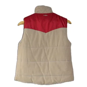 Roxy Reversible Puffer Vest Women Red Tan Excellent Western Corduroy Quilted thumbnail 4