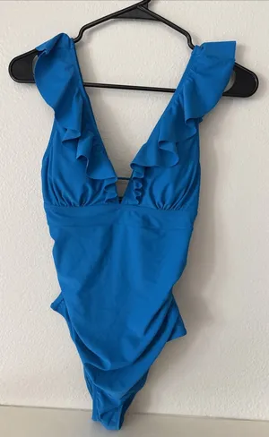 NWT CUPSHE Live Life on the Beach Turquoise One Piece Swimsuit Size-Small thumbnail 1