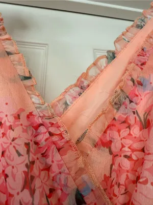 Petal & Pup Peach Floral Tiered Ruffle Maxi Dress thumbnail 3