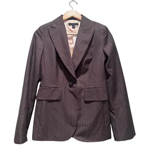 Banana Republic Gray Striped‎ Wool Blazer Size 4 Business Casual Capsule Work thumbnail 1