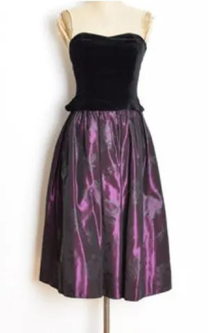 Vintage Semi Formal Laura Ashley 90s 80s Velvet Strapless Ball Gown thumbnail 1