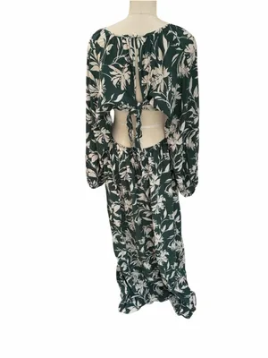 Abercrombie & Fitch Forest Green Floral Cutout maxi dress size large thumbnail 5