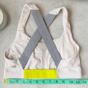 Lululemon Bra Colorblock Sz 2 Pink Green Gray Pastel Crossback thumbnail 4