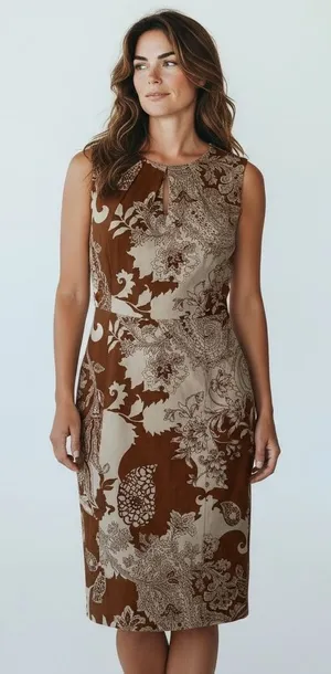 Talbots Brown Paisley Sleeveless Sheath Knee Length Dress Size 6 Work Career‎ thumbnail 1