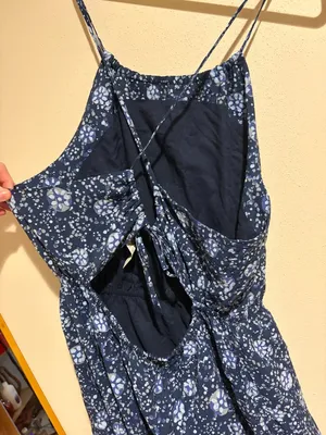 Madewell Cross-Back Halter Midi Dress in Vineyard Medallion Navy Blue thumbnail 12