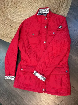Barbour Bright Red Quilted Field Jacket thumbnail 2