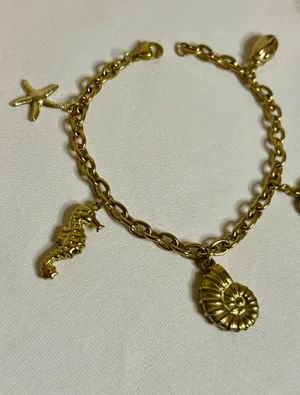 Handmade Gold Beachy Charm Bracelet | Waterproof & Tarnish Resistant thumbnail 2