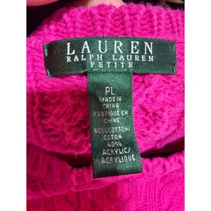 Lauren Ralph Lauren Sweater Womens PL Pink Cable Knit‎ Preppy Academic Oxford thumbnail 4