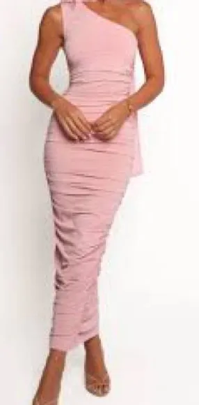 Petal & Pup Reia One Shoulder Body Con Dress w/ Ruched Sides, Draping Scarf- NWT thumbnail 1