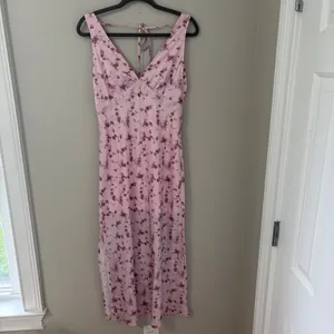 Wild Fable Small Dress Pink‎ Floral Lace Halter Maxi Side Slit NEW Cottagecore thumbnail 2