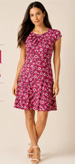 Wallis Fuchsia Floral Cap-Sleeve‎ Mini Dress thumbnail 1