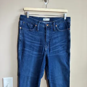 Madewell 10" high rise skinny size 32 dark wash blue jeans women's cotton blend thumbnail 2