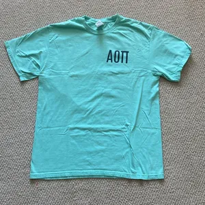 Comfort Colors AOPi Alpha Omicron Pi Smoke Out Arthritis T-Shirt Teal Large NWOT thumbnail 1