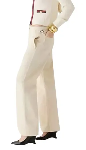 Point Sur J.crew Women's side tab trouser ecru wash pants Cotton #BY093‎ thumbnail 1