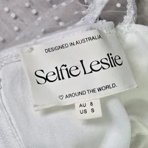 Selfie Leslie Like Lovers Hail Spot Mini Dress White Sweetheart‎ Puff Sleeve S thumbnail 6