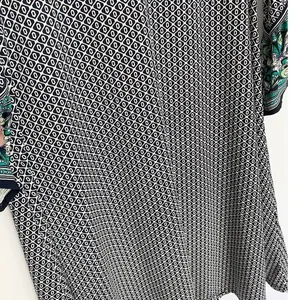 Max Studio Womens‎ XS Navy Geometric V-Neck Bell Sleeve Paisley Knit Dress thumbnail 6