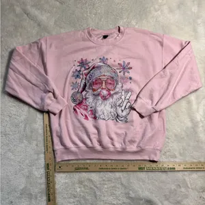 Santa Christmas Blowing Bubble Gum Sweatshirt Unisex Large thumbnail 1