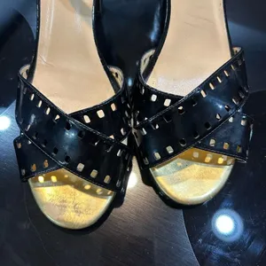 Kate Spade New York Fresia porcelain patent black platform‎ sandal heels size 10 thumbnail 3