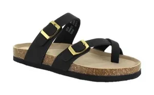 Maui Island Hallie Sandals Black Women’s 10M Cork Footbed Double Buckle thumbnail 1