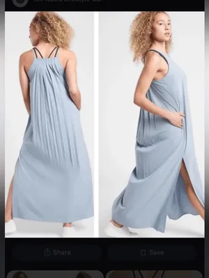 Athleta Hayes Pleated Maxi Dress in the color dusty blue thumbnail 2