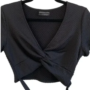 Urban Outfitters Black Tasha Twist Front Wrap Crop Top Black Size Large thumbnail 3