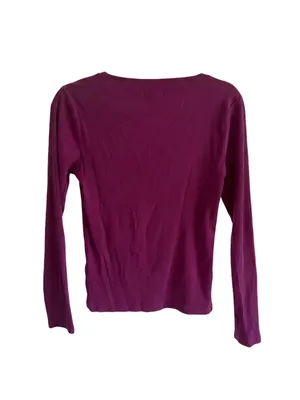 J. Crew Long Sleeve Ribbed Top - Plum thumbnail 4