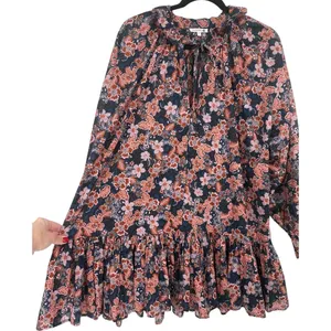 Anthropologie Sundry‎ Boho Floral Print Long Sleeve Tiered Mini Dress Size Small thumbnail 9