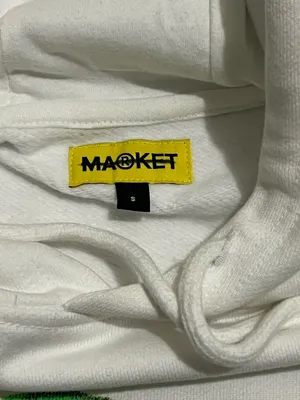 Arket White Pullover Hoodie with Yellow Label thumbnail 4
